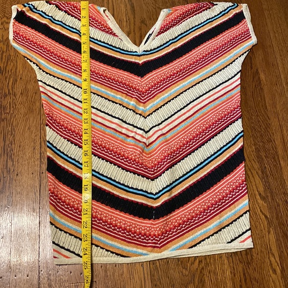 Venus Small V Neck/V Back Striped with Shimmer Detail Short Sleeve Sweater - Picture 5 of 7